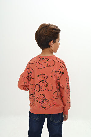 Toontoy Erkek Çocuk Komple Ayı Baskılı Sweatshirt
