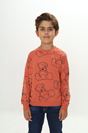 Toontoy Erkek Çocuk Komple Ayı Baskılı Sweatshirt