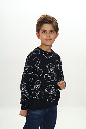 Toontoy Erkek Çocuk Komple Ayı Baskılı Sweatshirt