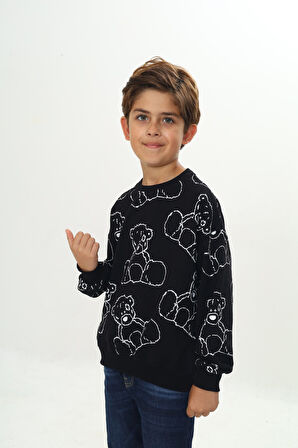 Toontoy Erkek Çocuk Komple Ayı Baskılı Sweatshirt