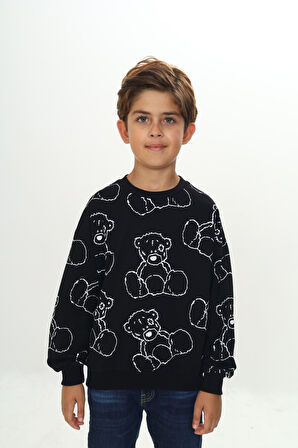 Toontoy Erkek Çocuk Komple Ayı Baskılı Sweatshirt