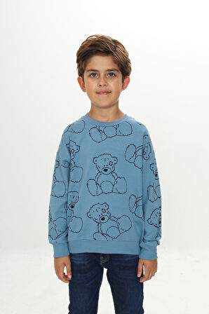 Toontoy Erkek Çocuk Komple Ayı Baskılı Sweatshirt