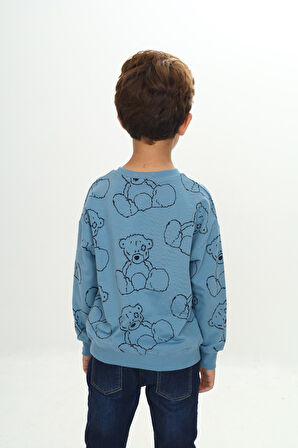 Toontoy Erkek Çocuk Komple Ayı Baskılı Sweatshirt
