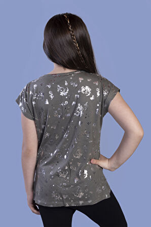 Toontoy Kız Çocuk Varak Baskılı Tişört