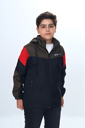 Toontoy Erkek Çocuk Sport Baskılı Kapüşonlu Yağmurluk
