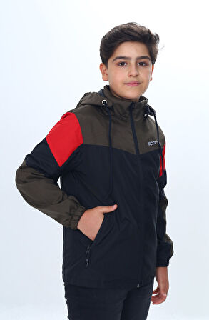 Toontoy Erkek Çocuk Sport Baskılı Kapüşonlu Yağmurluk