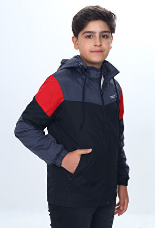 Toontoy Erkek Çocuk Sport Baskılı Kapüşonlu Yağmurluk
