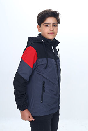Toontoy Erkek Çocuk Sport Baskılı Kapüşonlu Yağmurluk