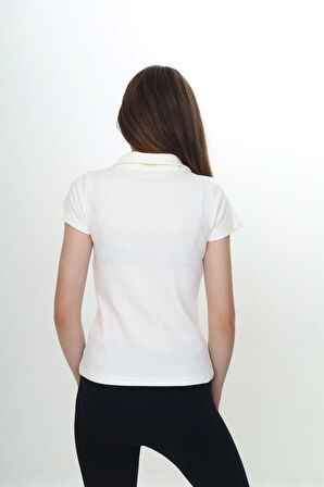 Toontoy Kız Çocuk Okul Polo Yaka Fitilli Tişört