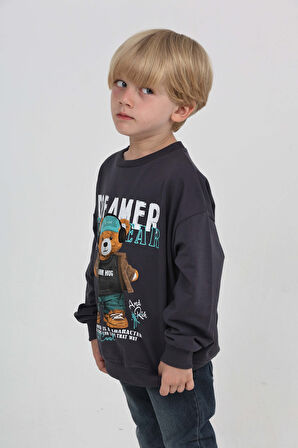 Toontoy Erkek Çocuk Dreamer Ayı Baskılı Sweatshirt