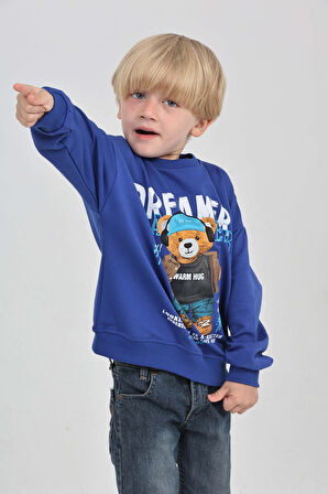 Toontoy Erkek Çocuk Dreamer Ayı Baskılı Sweatshirt