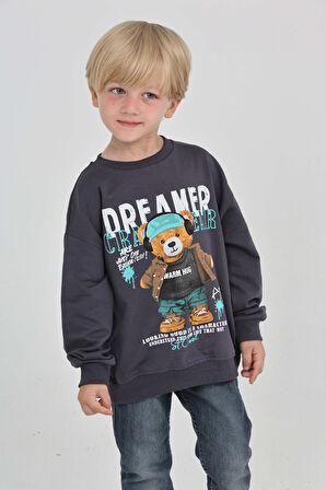 Toontoy Erkek Çocuk Dreamer Ayı Baskılı Sweatshirt