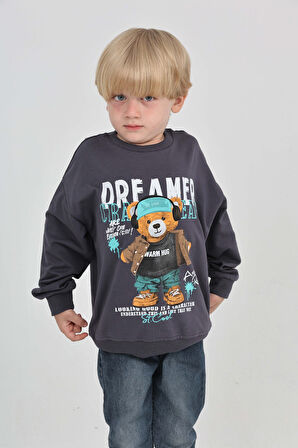 Toontoy Erkek Çocuk Dreamer Ayı Baskılı Sweatshirt