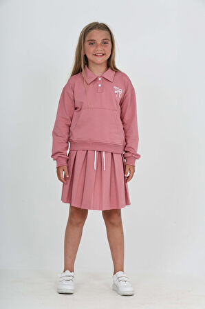 Toontoy Kız Çocuk Fiyonk Nakışlı Etekli Takım