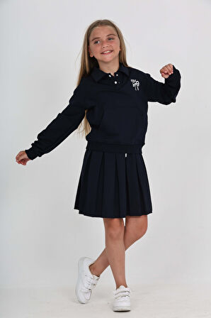 Toontoy Kız Çocuk Fiyonk Nakışlı Etekli Takım