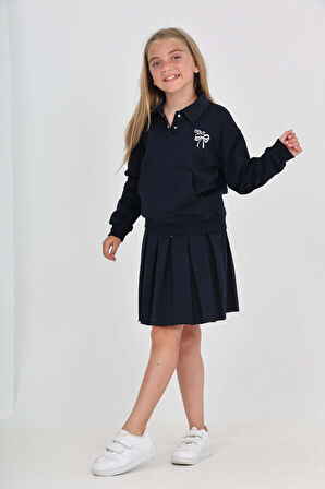 Toontoy Kız Çocuk Fiyonk Nakışlı Etekli Takım