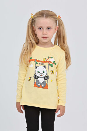 Toontoy Kız Çocuk Sallanan Panda Baskılı Sweatshirt