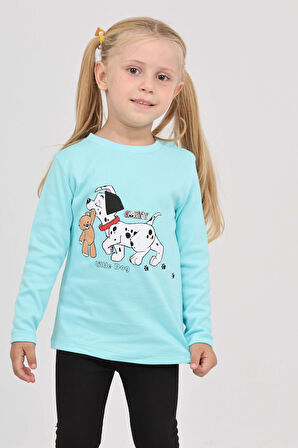 Toontoy Kız Çocuk Köpekli Ayı Baskılı Sweatshirt