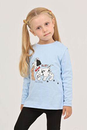 Toontoy Kız Çocuk Köpekli Ayı Baskılı Sweatshirt