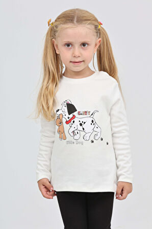 Toontoy Kız Çocuk Köpekli Ayı Baskılı Sweatshirt