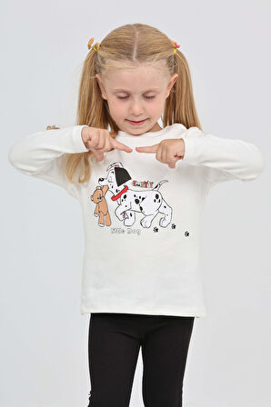Toontoy Kız Çocuk Köpekli Ayı Baskılı Sweatshirt