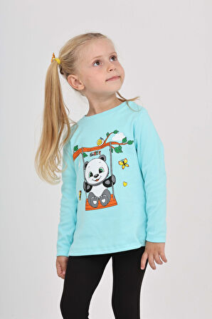 Toontoy Kız Çocuk Sallanan Panda Baskılı Sweatshirt
