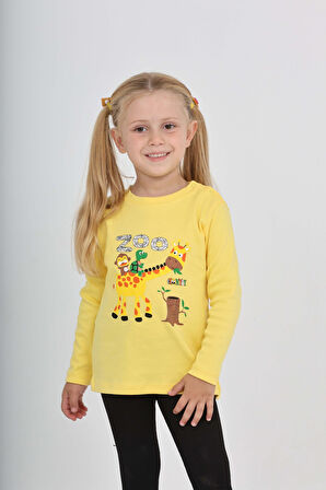 Toontoy Kız Çocuk Zürafa Baskılı Sweatshirt
