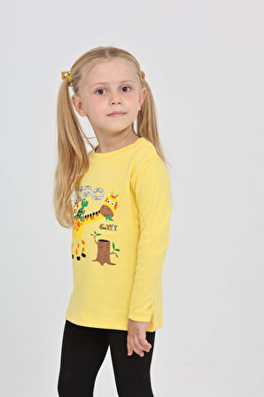 Toontoy Kız Çocuk Zürafa Baskılı Sweatshirt