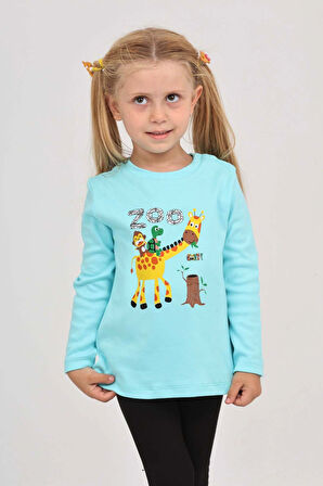 Toontoy Kız Çocuk Zürafa Baskılı Sweatshirt
