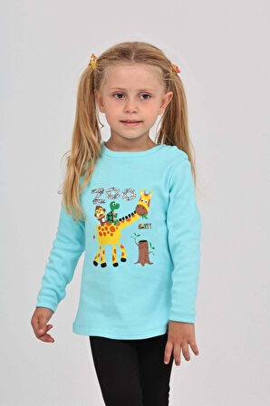 Toontoy Kız Çocuk Zürafa Baskılı Sweatshirt
