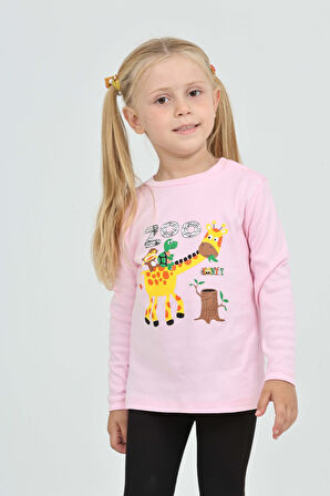 Toontoy Kız Çocuk Zürafa Baskılı Sweatshirt