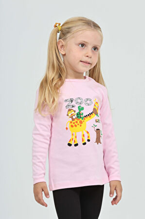 Toontoy Kız Çocuk Zürafa Baskılı Sweatshirt