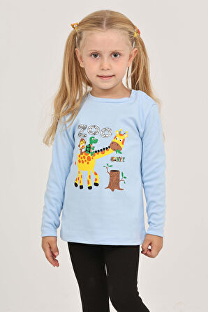 Toontoy Kız Çocuk Zürafa Baskılı Sweatshirt