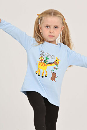 Toontoy Kız Çocuk Zürafa Baskılı Sweatshirt