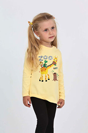 Toontoy Kız Çocuk Zürafa Baskılı Sweatshirt
