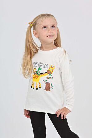 Toontoy Kız Çocuk Zürafa Baskılı Sweatshirt