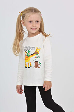 Toontoy Kız Çocuk Zürafa Baskılı Sweatshirt