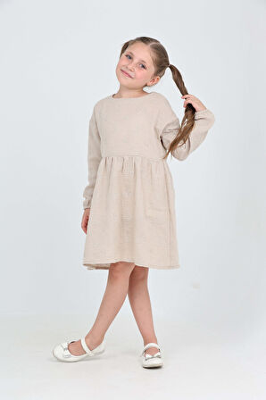 Toontoy Kız Çocuk Çiçek Nakışlı Elbise