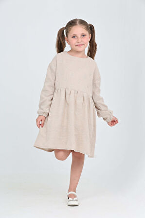 Toontoy Kız Çocuk Çiçek Nakışlı Elbise