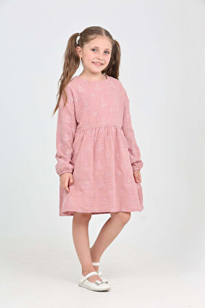 Toontoy Kız Çocuk Çiçek Nakışlı Elbise