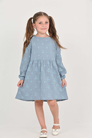 Toontoy Kız Çocuk Çiçek Nakışlı Elbise