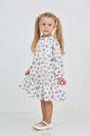 Toontoy Kız Çocuk Çiçek Desenli Elbise