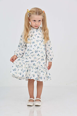 Toontoy Kız Çocuk Çiçek Desenli Elbise
