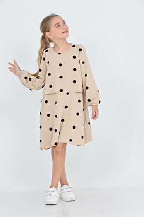 Toontoy Kız Çocuk Puantiye Detaylı Elbise