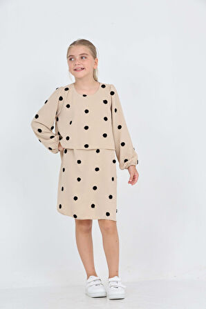 Toontoy Kız Çocuk Puantiye Detaylı Elbise