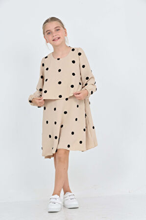 Toontoy Kız Çocuk Puantiye Detaylı Elbise