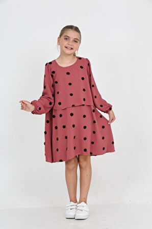 Toontoy Kız Çocuk Puantiye Detaylı Elbise