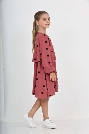 Toontoy Kız Çocuk Puantiye Detaylı Elbise