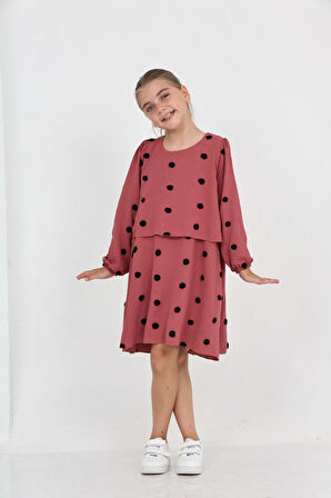 Toontoy Kız Çocuk Puantiye Detaylı Elbise