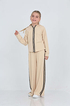 Toontoy Kız Çocuk Şerit Detaylı Eşofman Takım